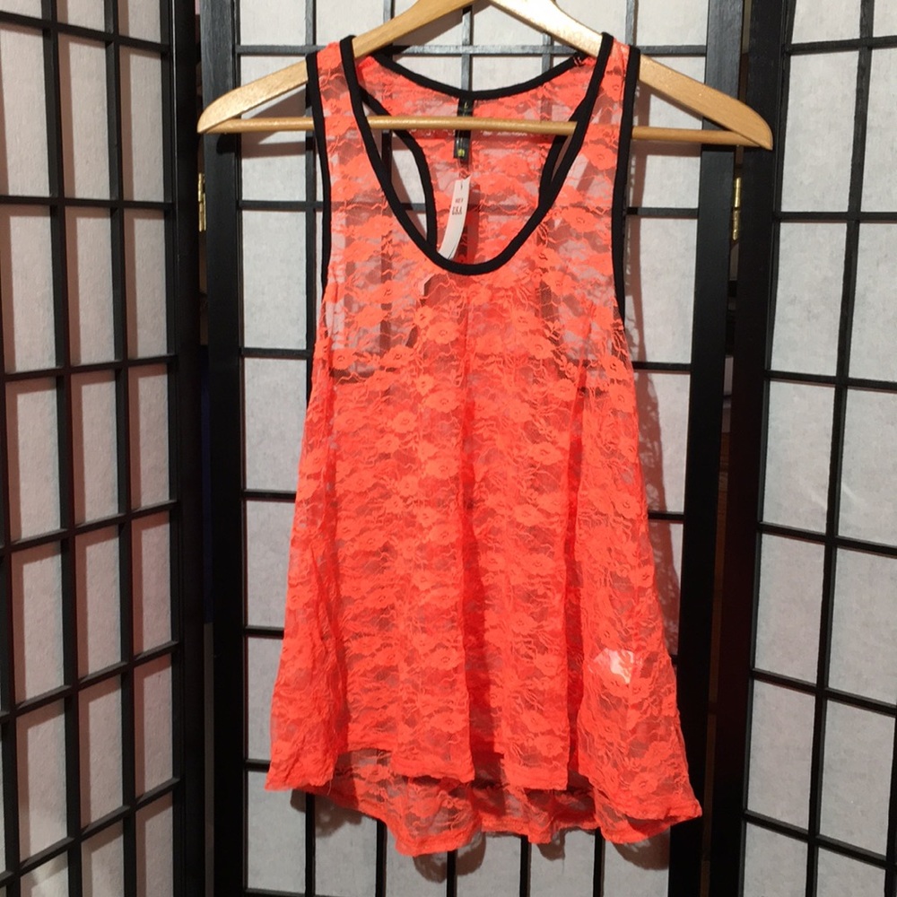 Luna Tim’s Neon Orange stank Top Size M